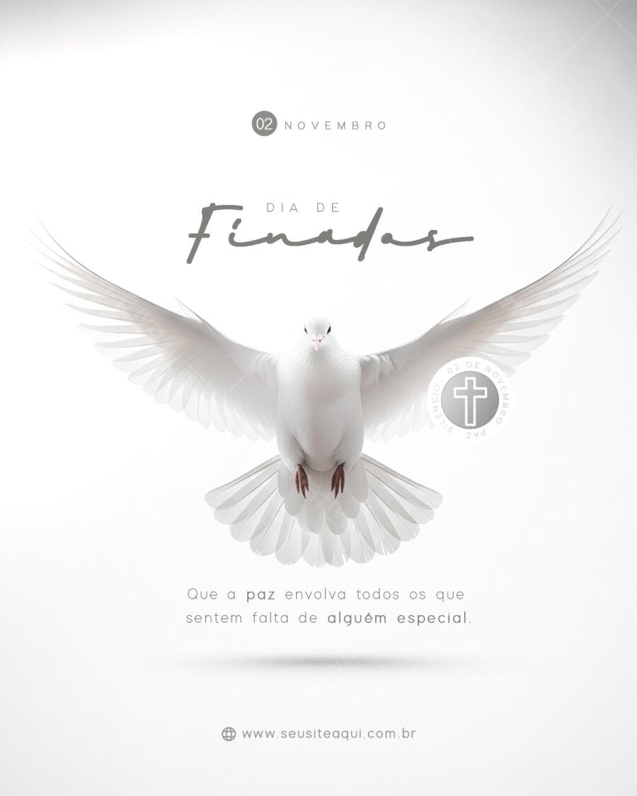 Flyer Dia de Finados Pomba Branca PSD Editável
