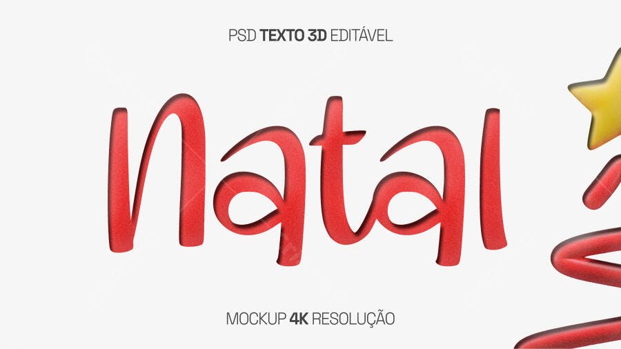Título 3D Natal Vermelho para Flyer de Celebração PSD Editável