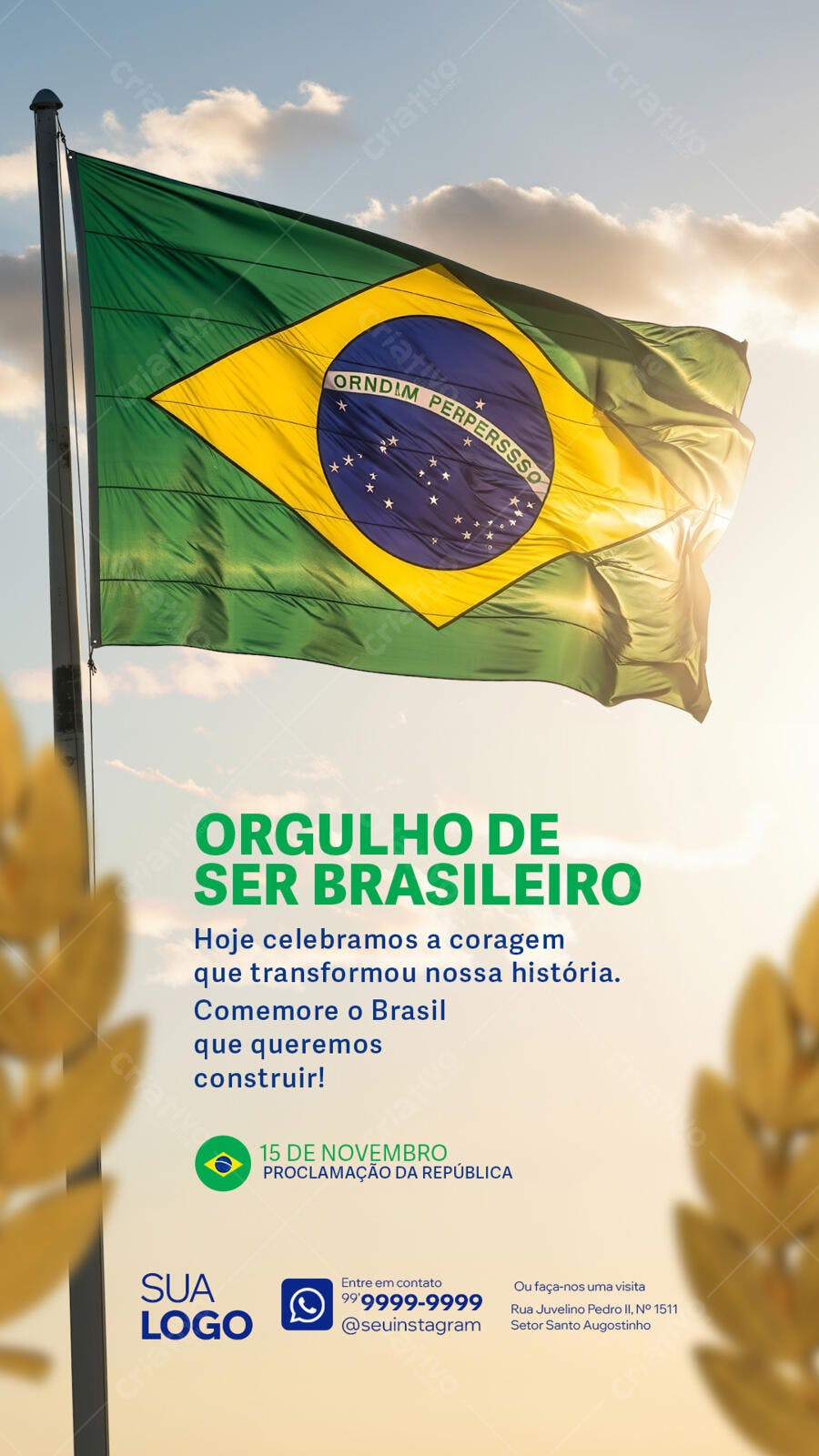 Post Instagram Orgulho Brasileiro Proclamação da República PSD Editável