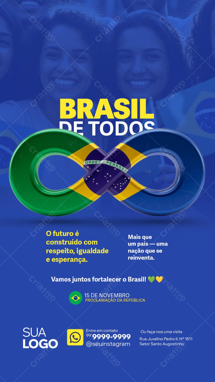 Post para Redes Sociais Proclamação da República com Bandeira Brasil PSD Editável