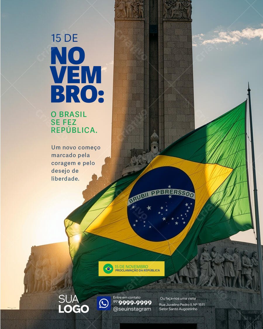 Flyer 15 de Novembro Proclamação da República PSD Editável