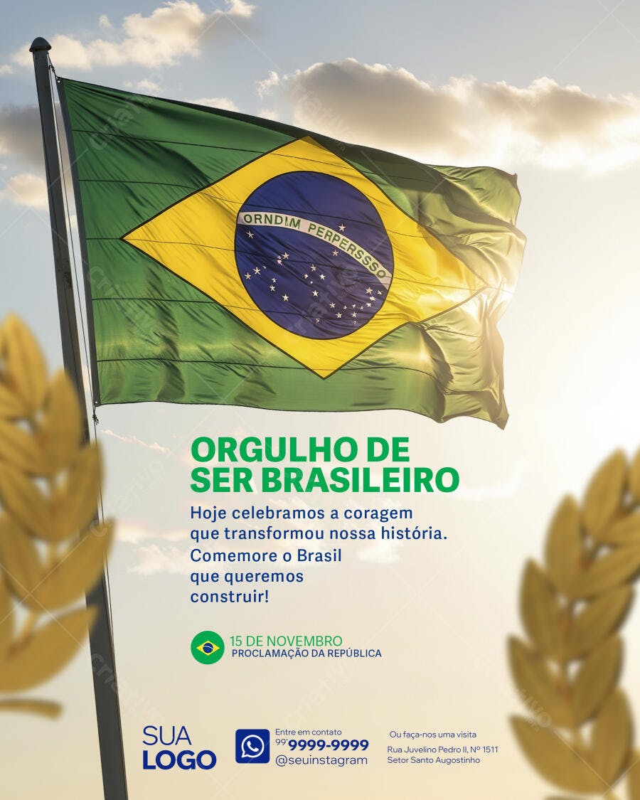 Post Instagram 15 de Novembro Proclamação da República PSD Editável