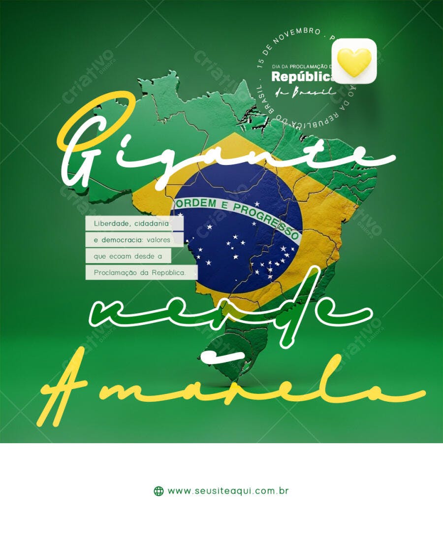 Flyer Gigante Verde Amarela Proclamação da República PSD Editável