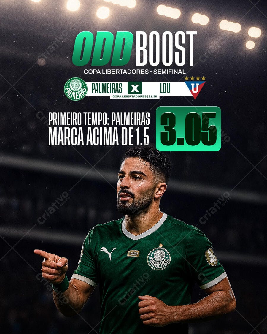 Flyer Copa Libertadores Semifinal Palmeiras LDU Odd Boost PSD Editável