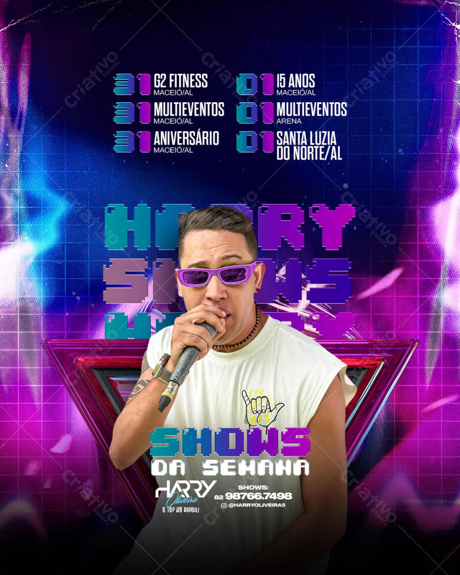 Flyer Digital Shows da Semana Harry Jovena PSD Editável