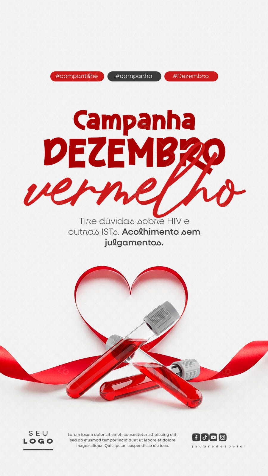 Flyer Campanha Dezembro Vermelho PSD Editável