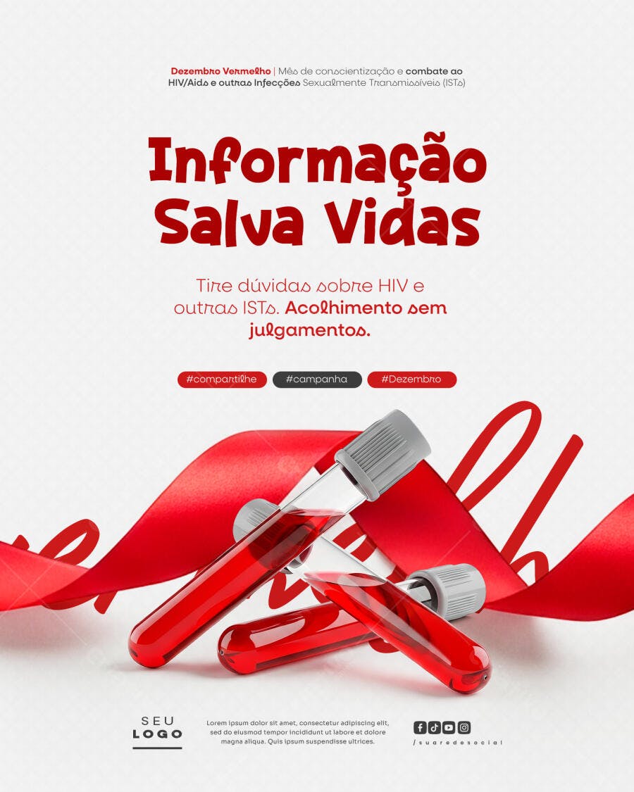 Flyer de Conscientização para Dezembro Vermelho PSD Editável