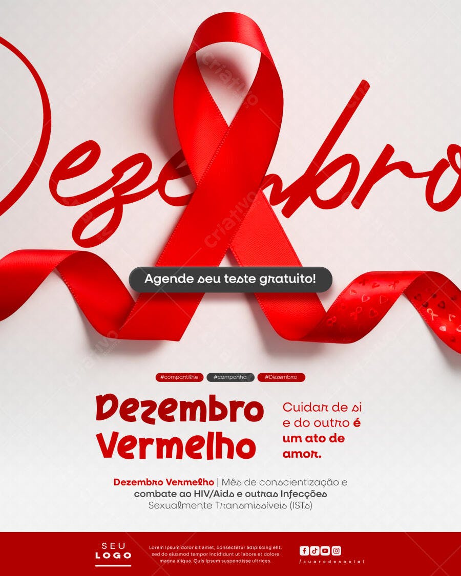 Flyer Dezembro Vermelho Campanha HIV PSD Editável