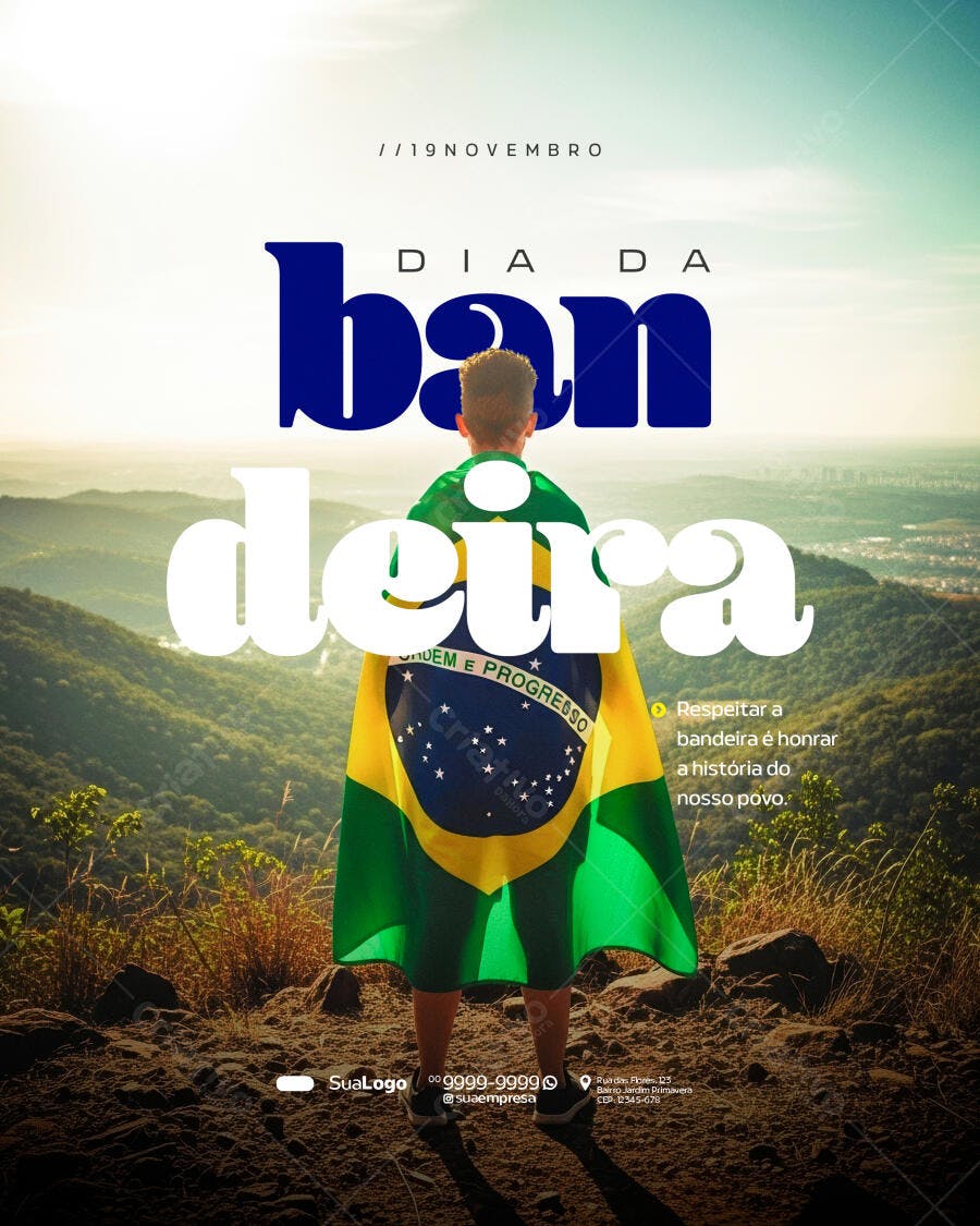 Post para Dia da Bandeira do Brasil PSD Editável