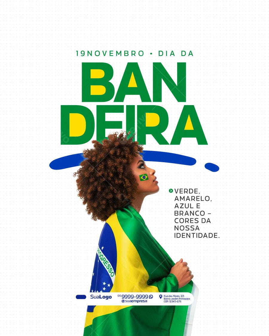 Flyer Dia da Bandeira Mulher Negra Brasil PSD Editável