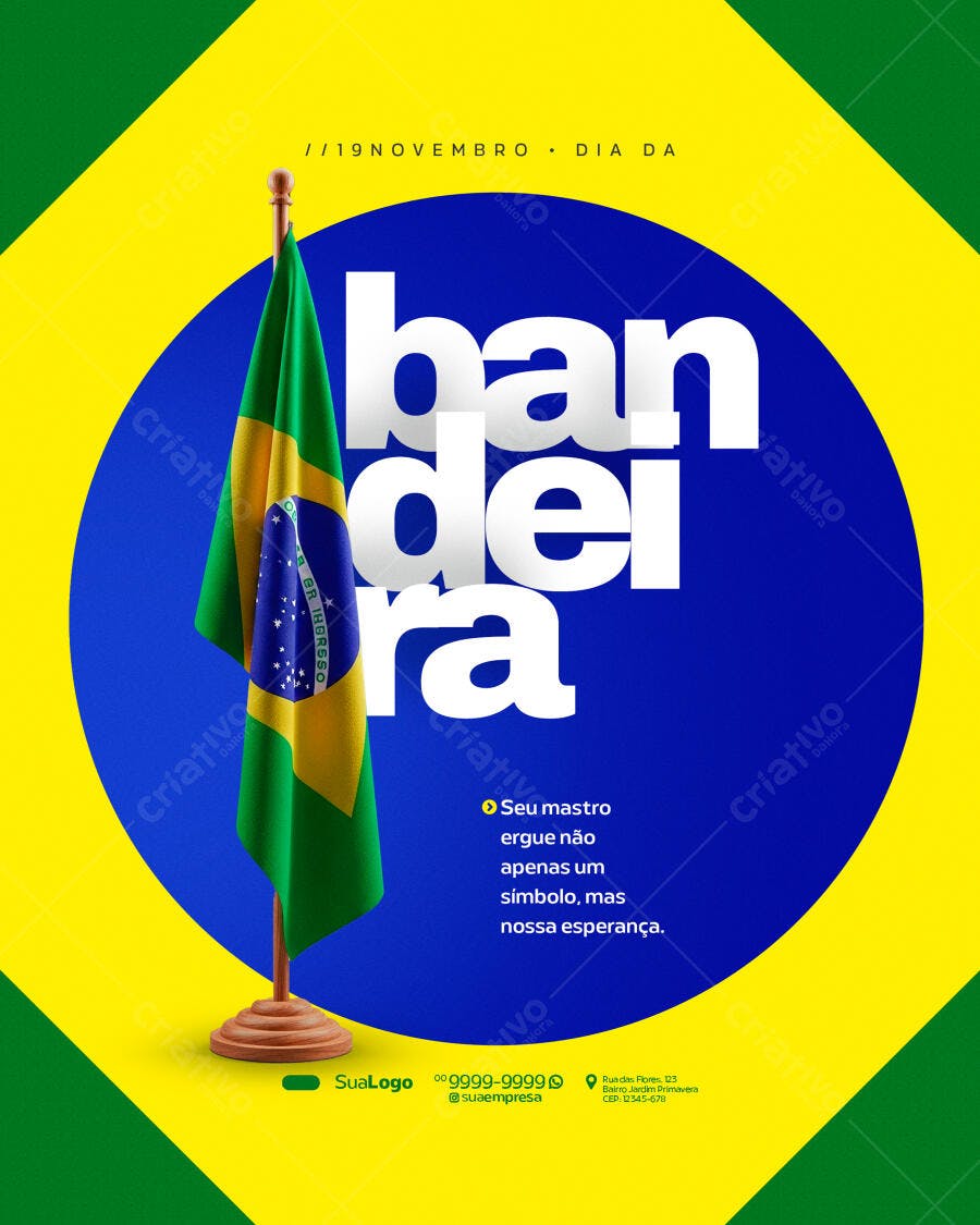 Flyer Dia da Bandeira do Brasil PSD Editável