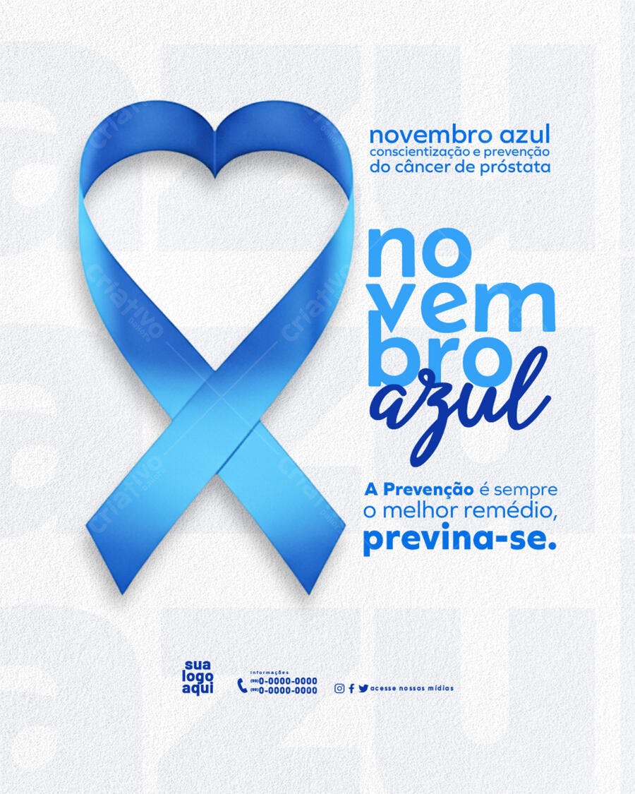 Flyer Novembro Azul Conscientização e Prevenção PSD Editável