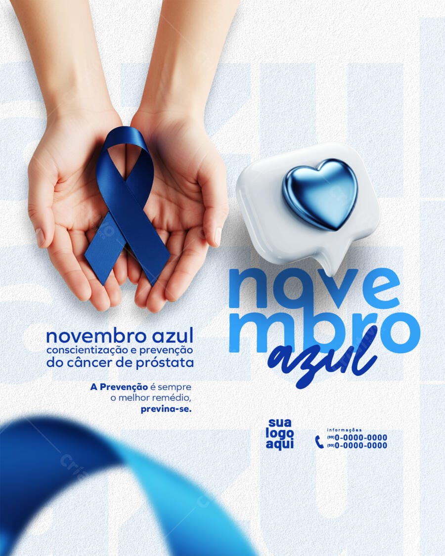 Flyer Novembro Azul Conscientização Câncer de Próstata PSD Editável