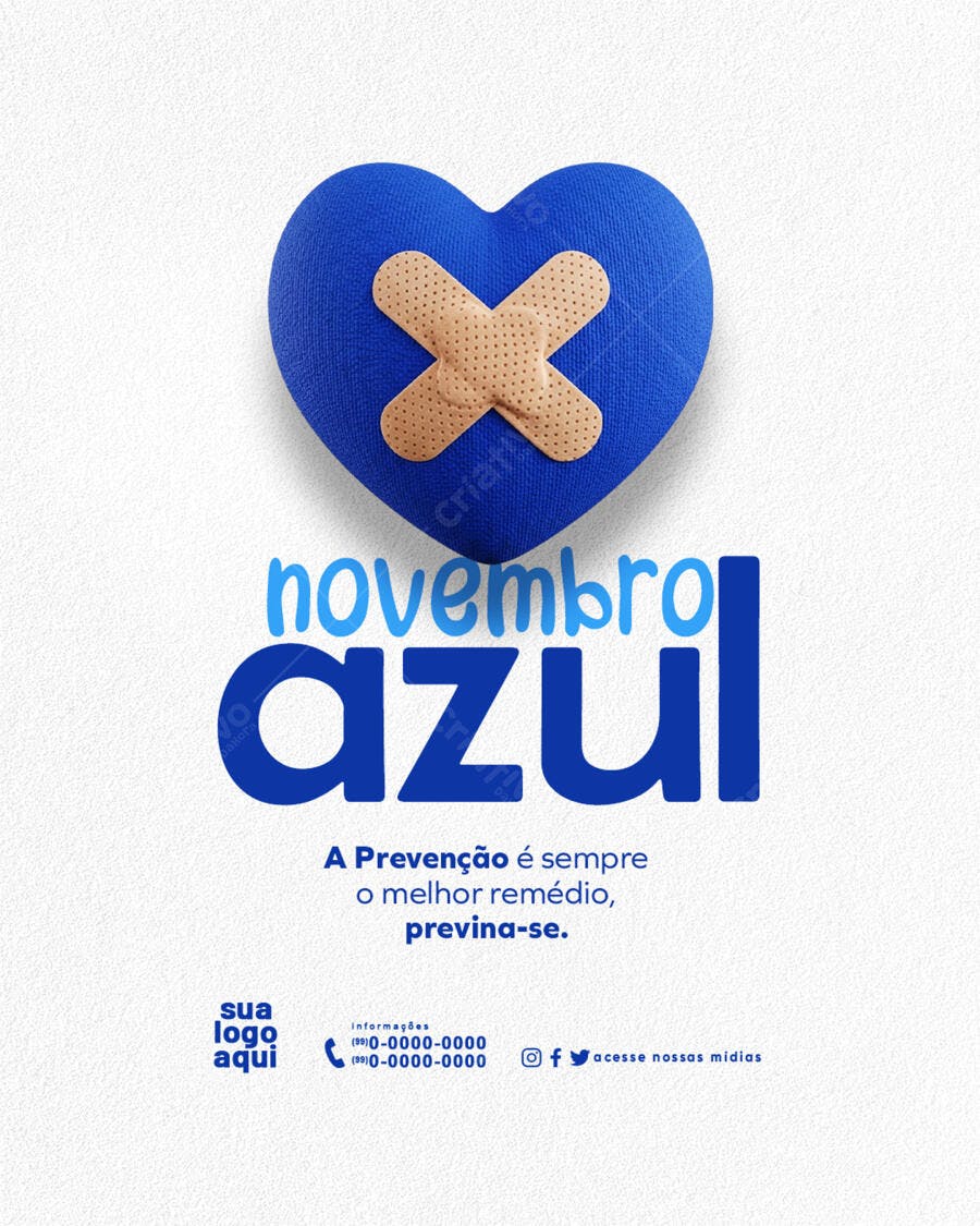 Flyer para Novembro Azul Prevenção Saúde PSD Editável