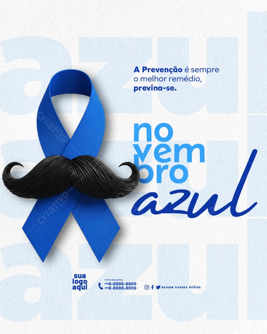 Flyer Novembro Azul Prevenção Saúde Masculina PSD Editável