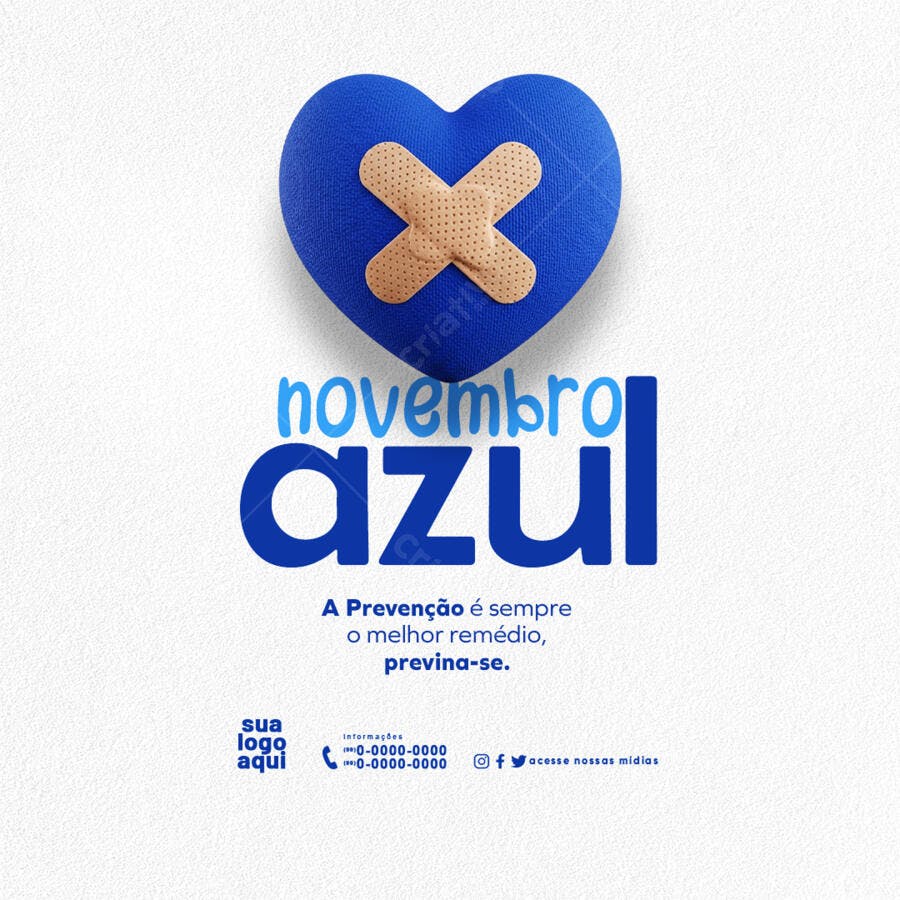 Flyer Novembro Azul Conscientização Câncer de Próstata PSD Editável