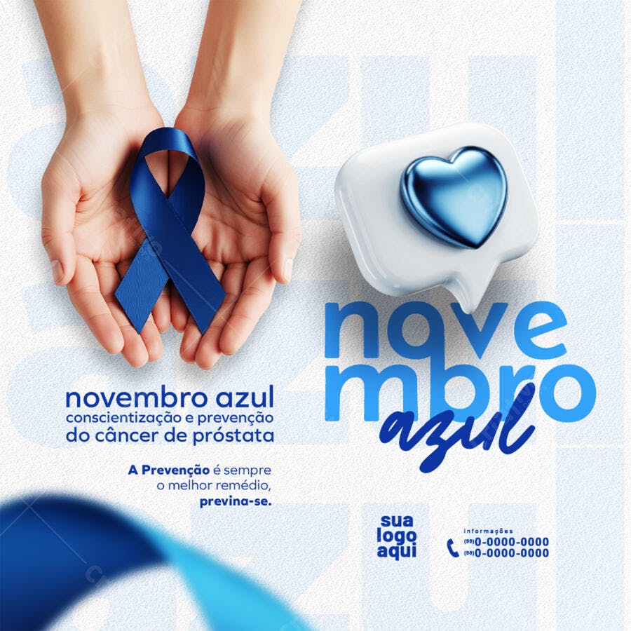 Post Rede Social para Novembro Azul Prevenção Câncer Próstata PSD Editável