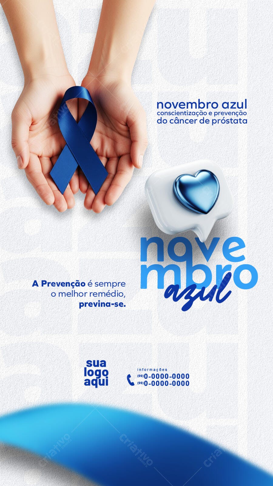 Flyer Novembro Azul Conscientização Câncer de Próstata PSD Editável
