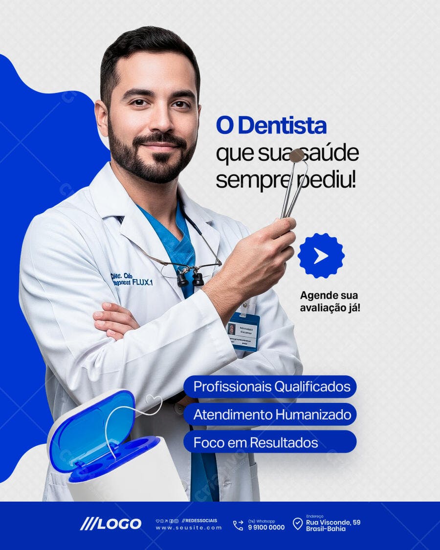 Flyer para Dentista Clínica Odontológica PSD Editável