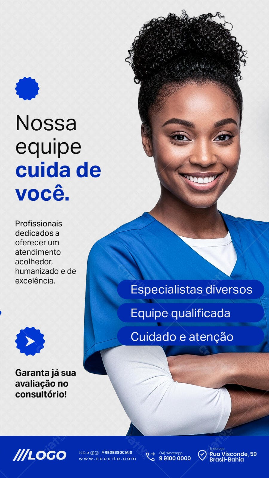 Post Instagram Clínica Saúde Mulher Negra PSD Editável