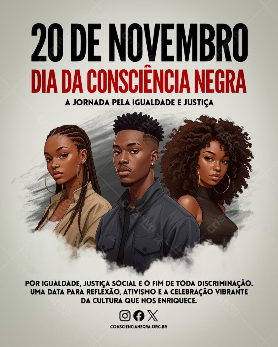 Flyer Comemorativo Dia da Consciência Negra 20 de Novembro PSD Editável