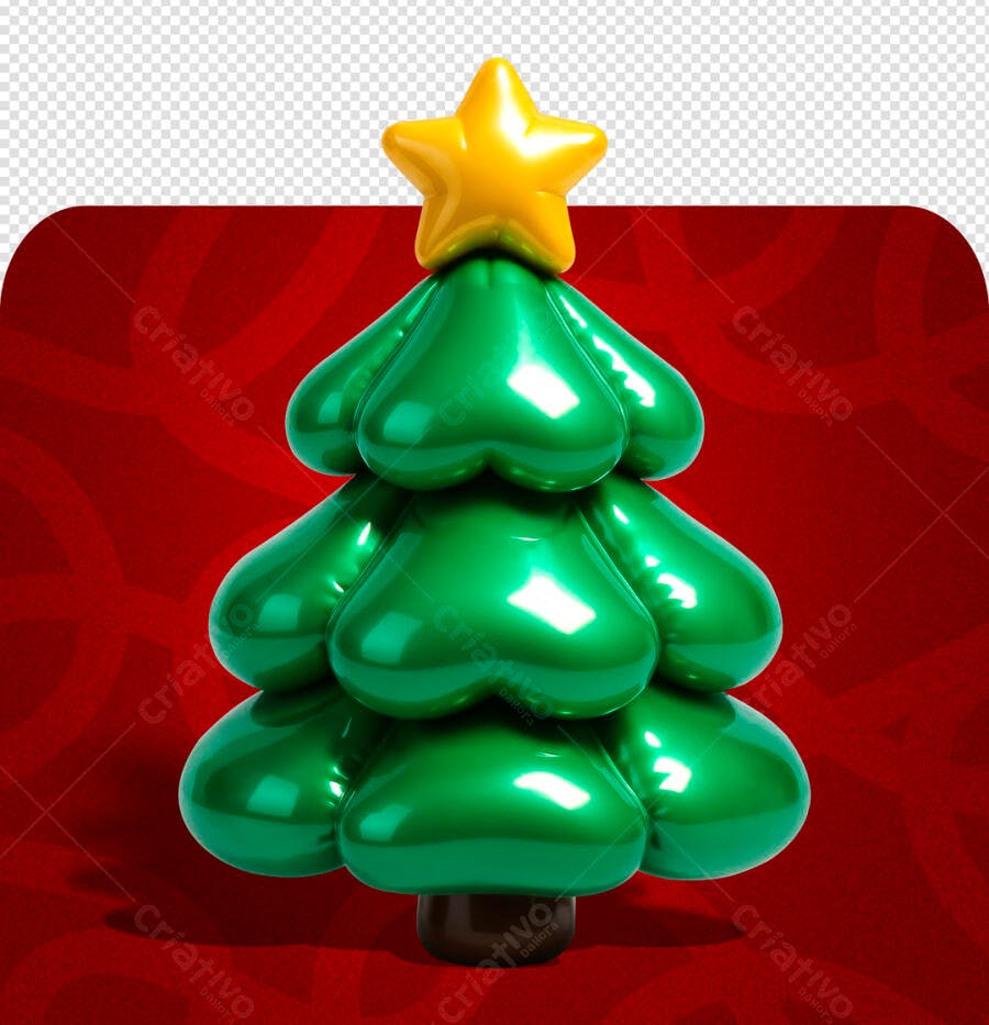 Ícone 3D Árvore de Natal com Estrela para Festas PSD Editável