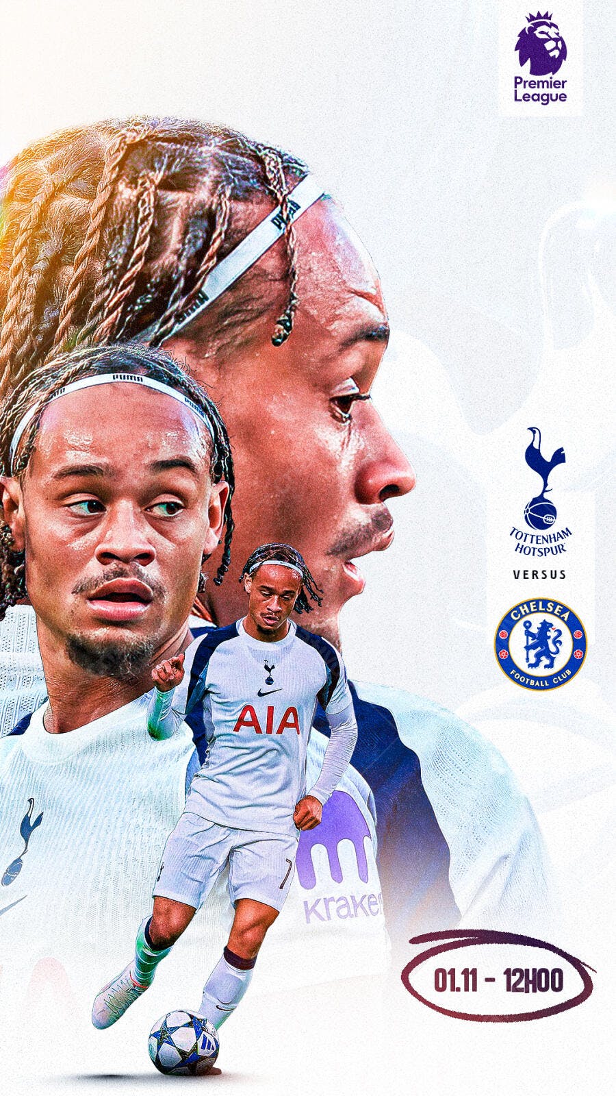 Flyer de Futebol Premier League Tottenham vs Chelsea PSD Editável