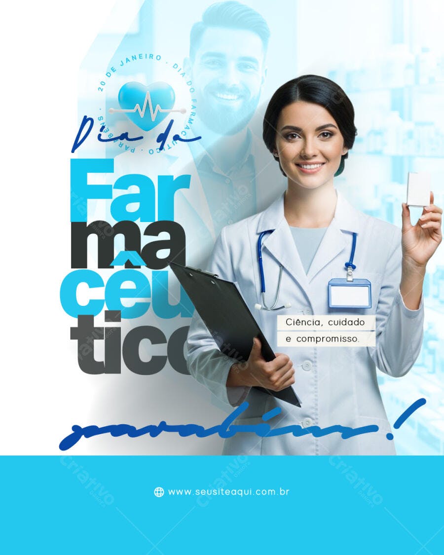 Flyer Dia do Farmacêutico PSD Editável