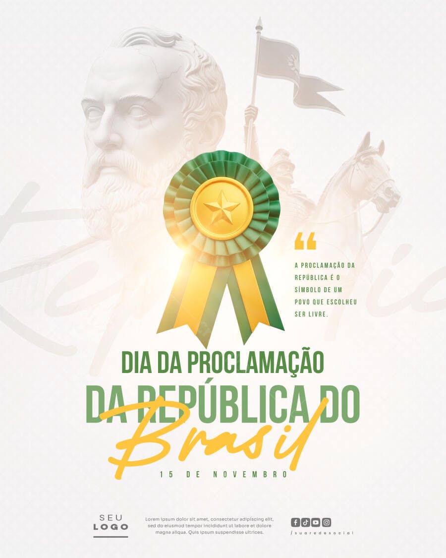 Flyer Comemorativo para Proclamação da República do Brasil PSD Editável