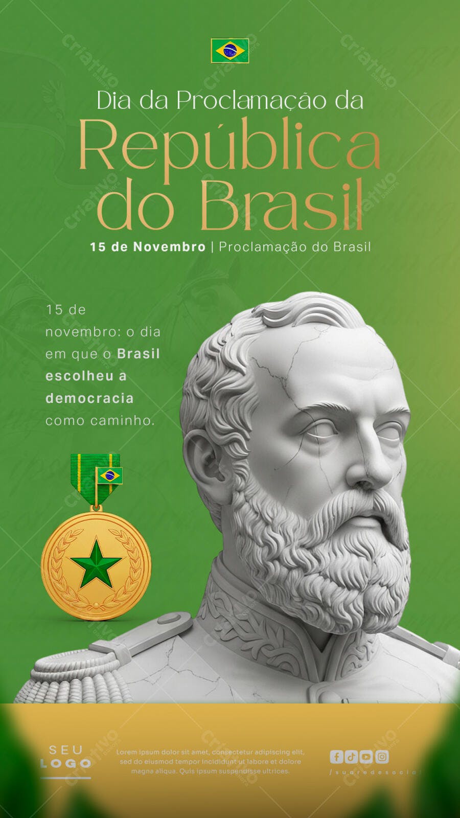 Post Redes Sociais Proclamação da República do Brasil PSD Editável