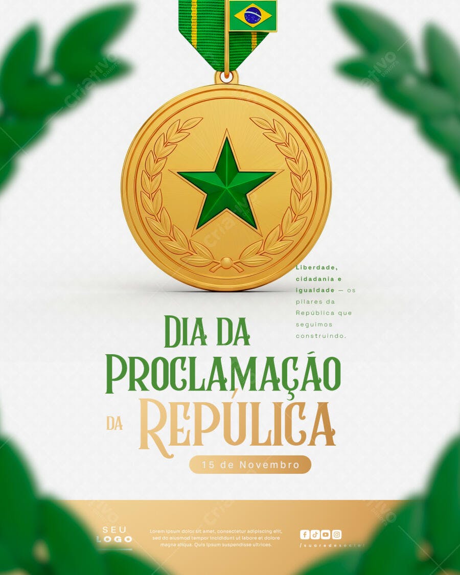 Flyer Dia da Proclamação da República 15 de Novembro PSD Editável