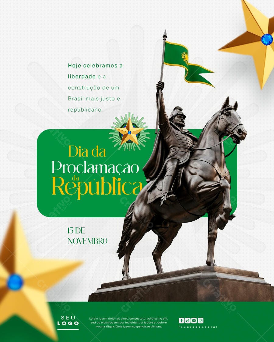 Post Social Mídia Dia da Proclamação da República PSD Editável