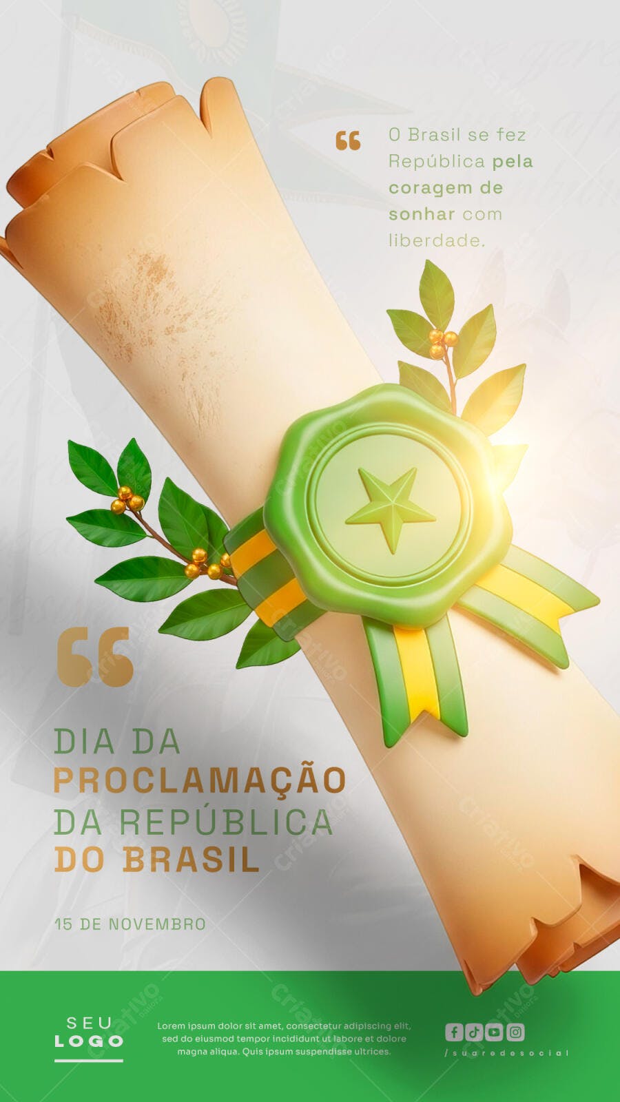Flyer Dia da Proclamação da República do Brasil PSD Editável