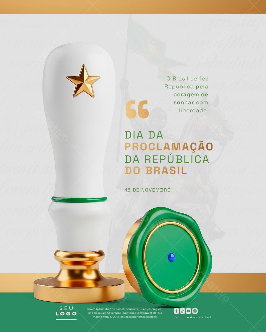 Flyer Proclamação da República Brasil 15 Novembro PSD Editável