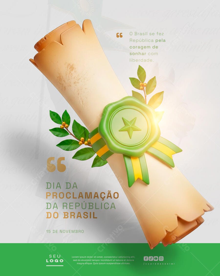 Flyer Proclamação da República do Brasil PSD Editável