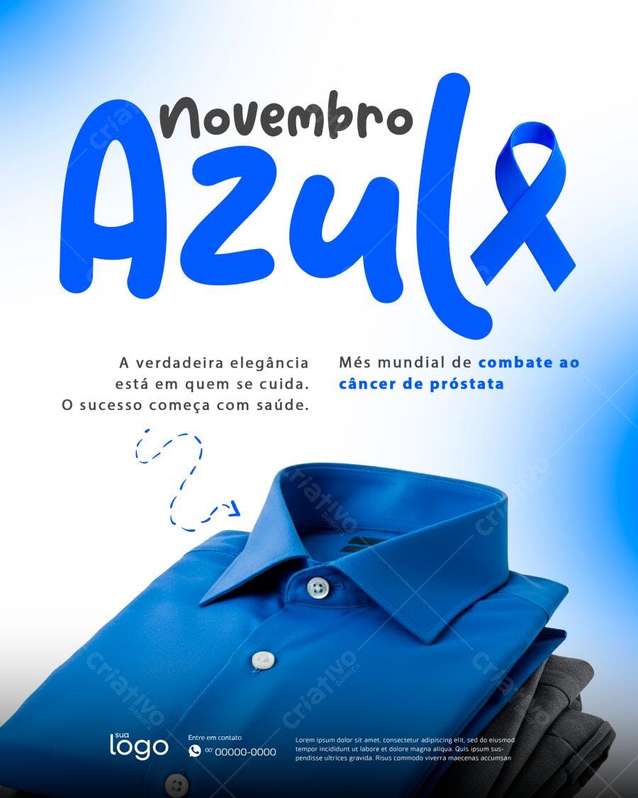 Flyer Novembro Azul Conscientização Câncer Próstata PSD Editável