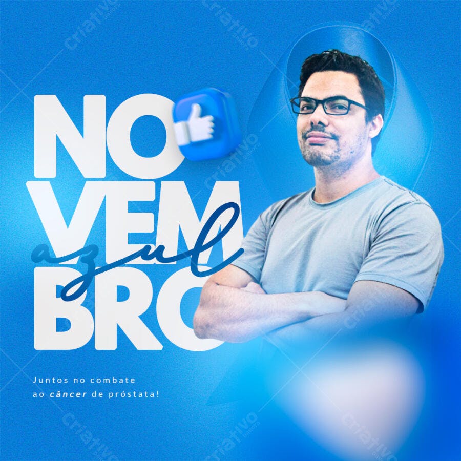 Flyer Novembro Azul Homem Óculos PSD Editável