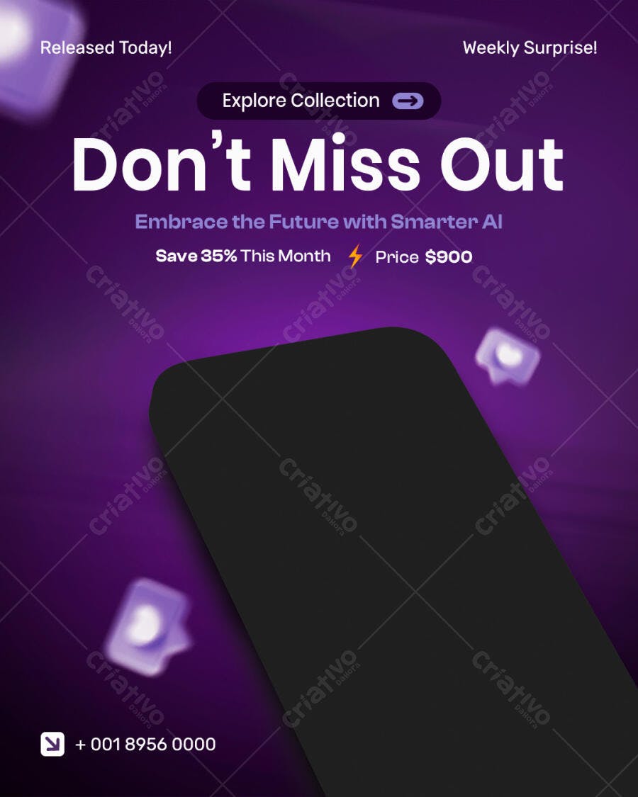 Flyer Digital para Lançamento de Tecnologia AI PSD Editável