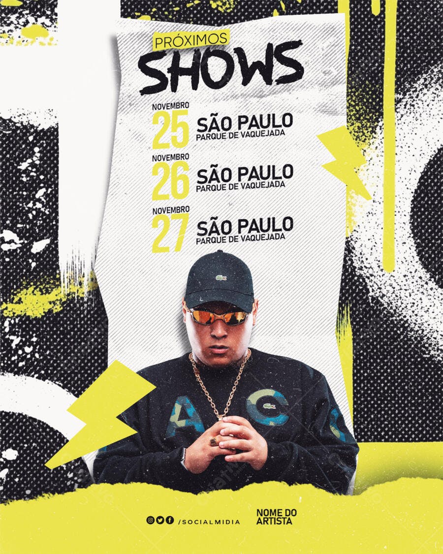Flyer Próximos Shows de Rap Trap Artista Masculino PSD Editável