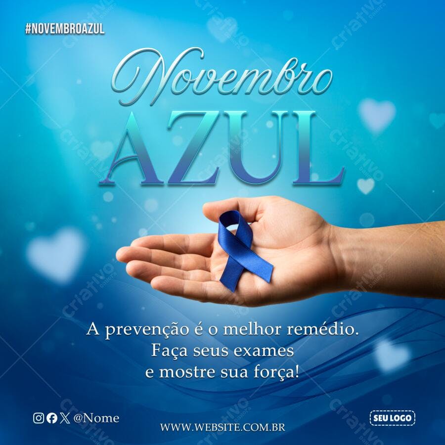 Post Social para Novembro Azul Prevenção Câncer PSD Editável
