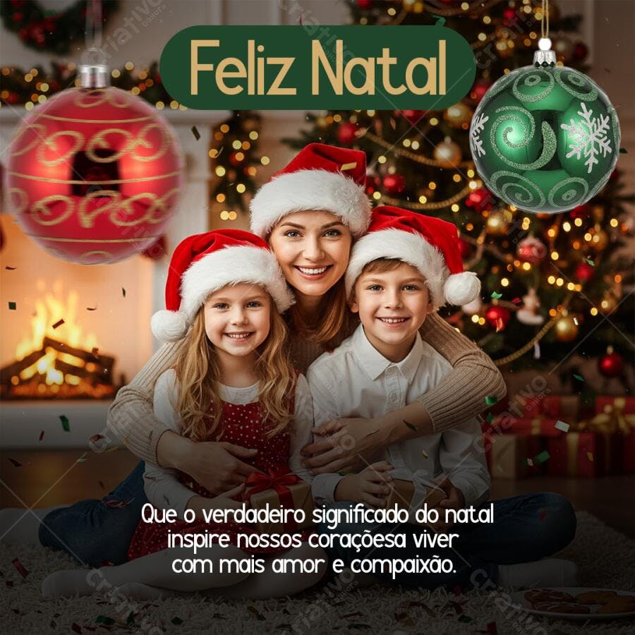 Post para Redes Sociais Feliz Natal Família PSD Editável