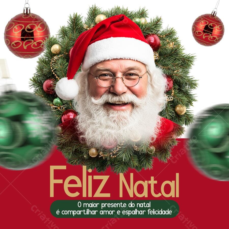 Flyer Feliz Natal Papai Noel e Mensagem de Amor PSD Editável