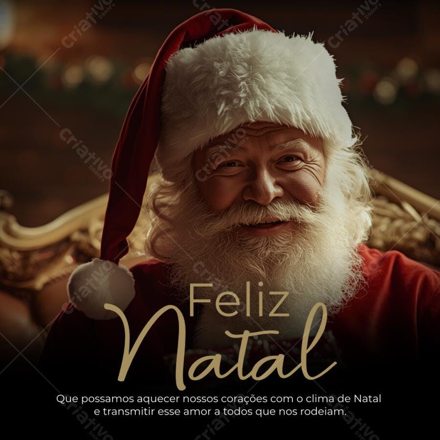 Flyer para Feliz Natal com Papai Noel Sorrindo PSD Editável