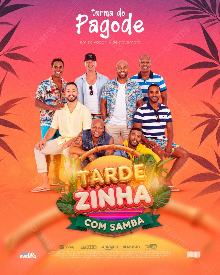 Flyer Tardezinha Com Samba Turma do Pagode PSD Editável