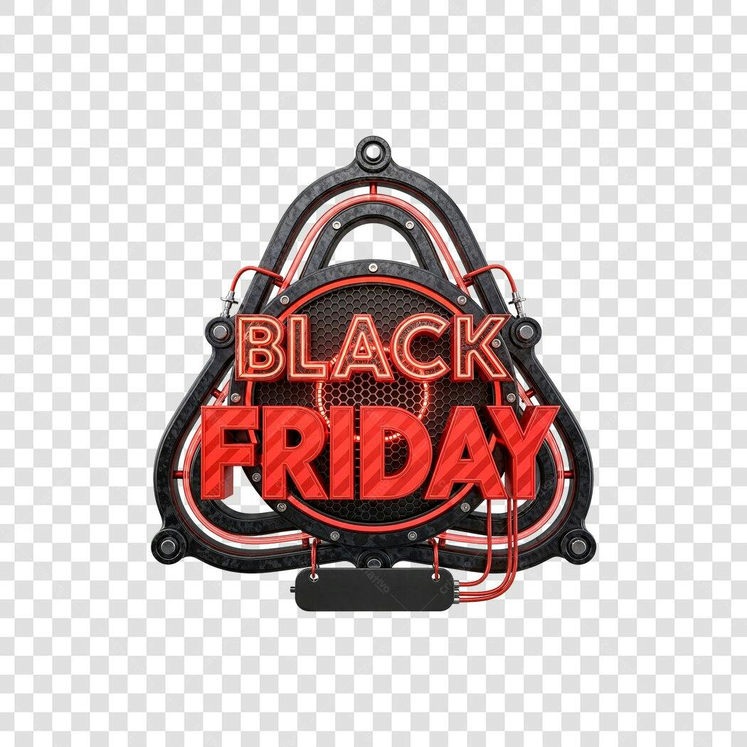 Selo Promocional Black Friday Design Industrial PNG com fundo transparente