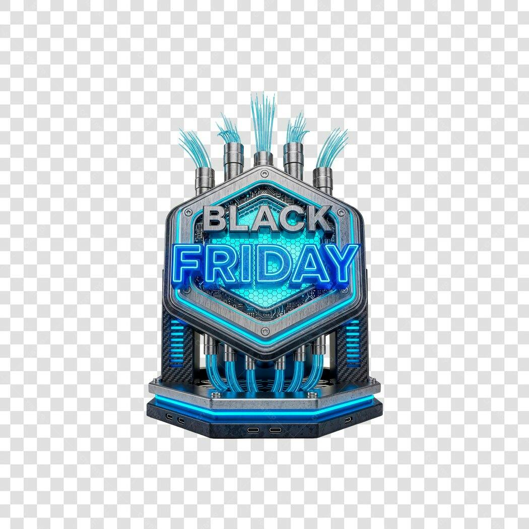 Elemento Gráfico Black Friday Tecnologia Neon Azul PNG com fundo transparente