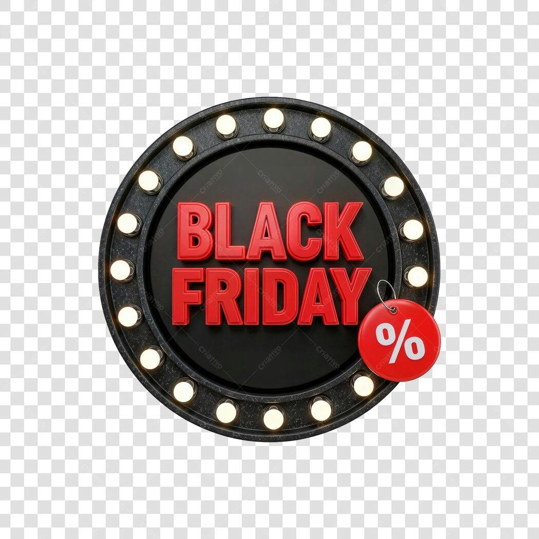 Selo Black Friday 29 de Novembro com luzes PNG com fundo transparente