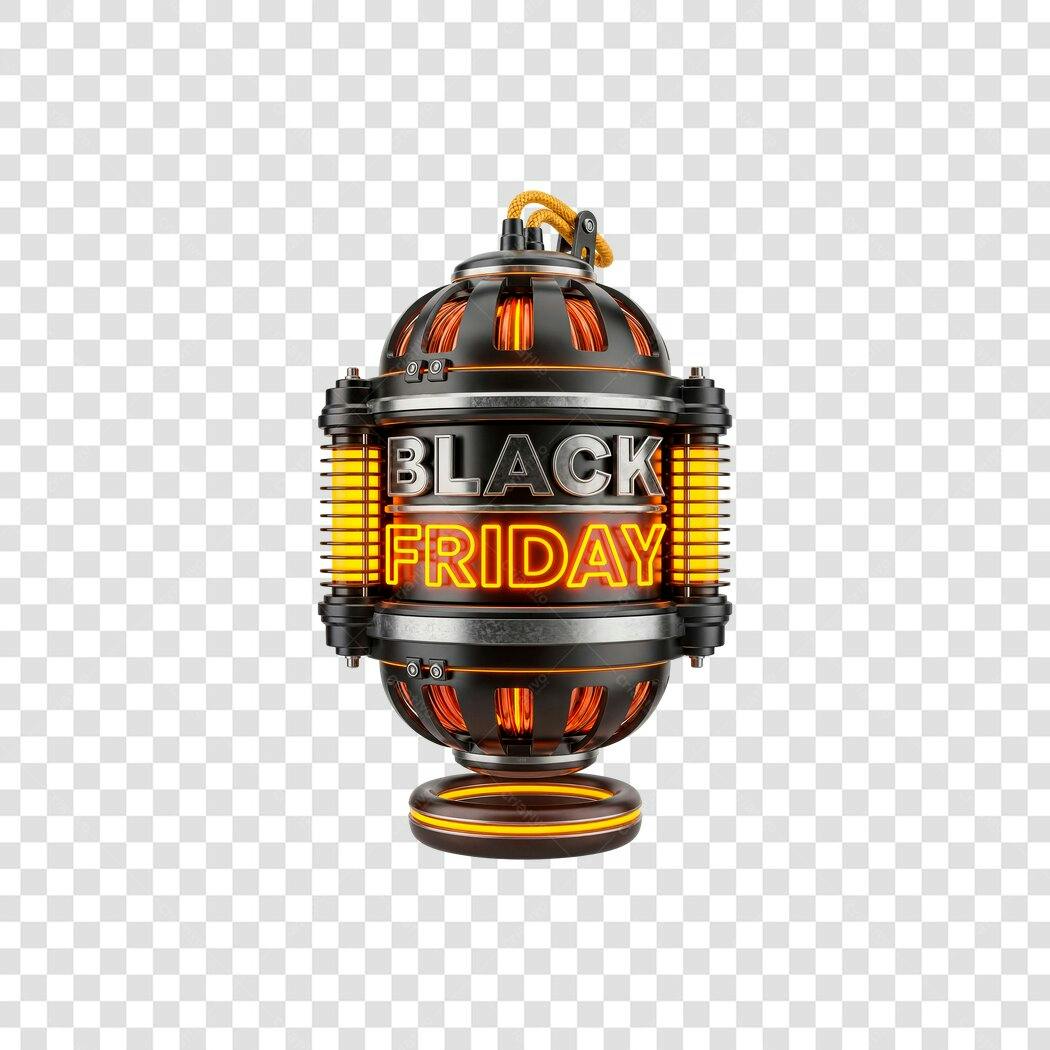 Elemento Gráfico 3D Black Friday design industrial futurista PNG com fundo transparente