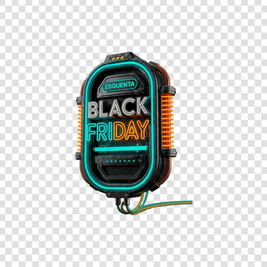 Selo Esquenta Black Friday 29 de Novembro Neon 3D PNG com fundo transparente