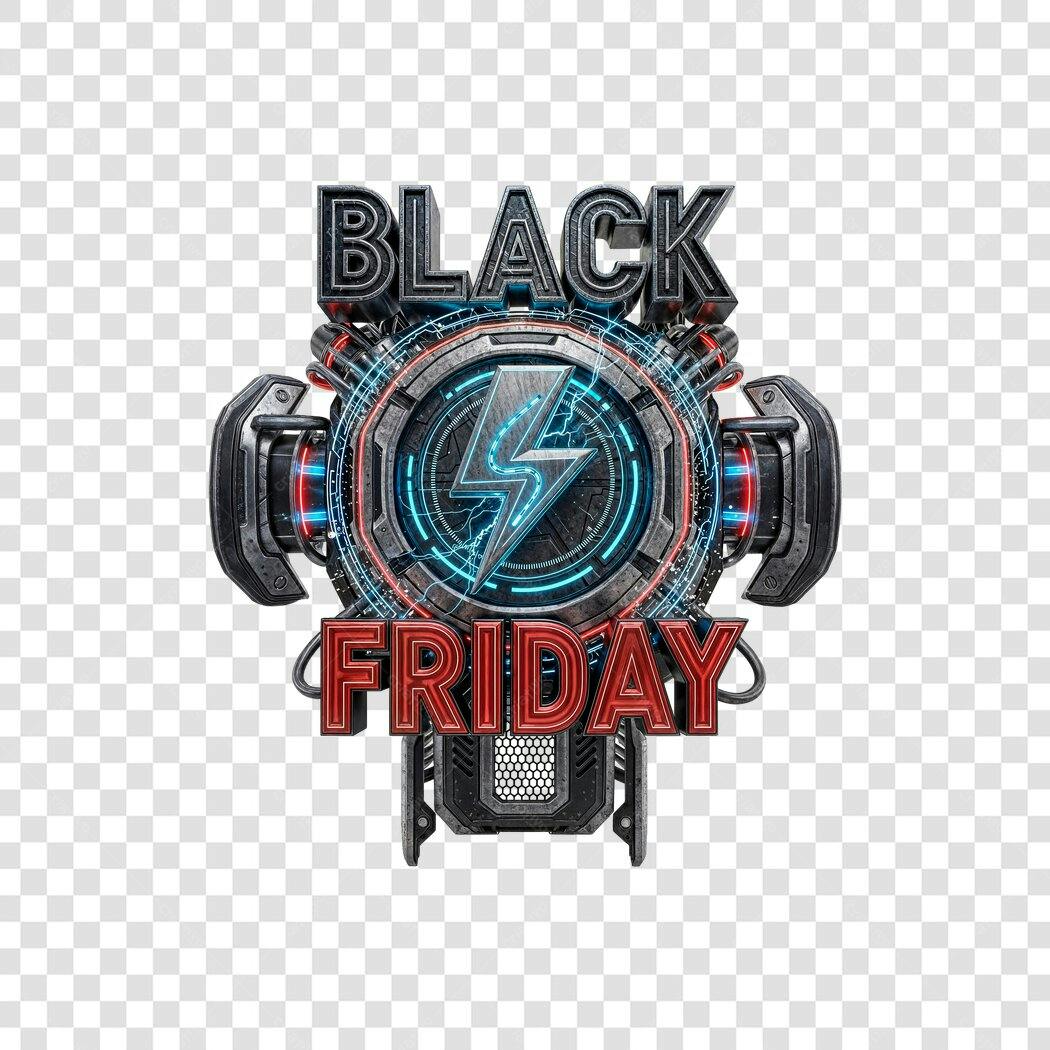 Selo Promocional Black Friday Design Tecnológico PNG com fundo transparente